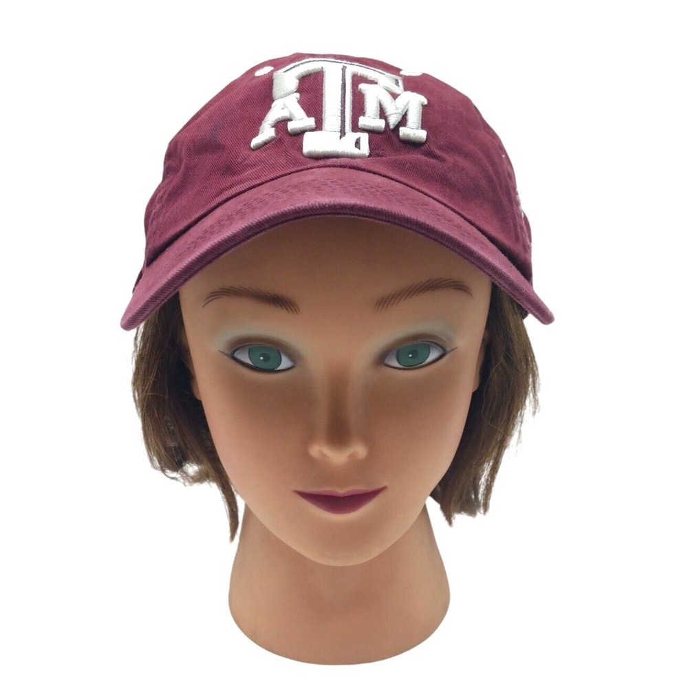 Texas A&M Hat Cap Adjustable Strap Aggies unstructured Hat Cap Maroon White Logo